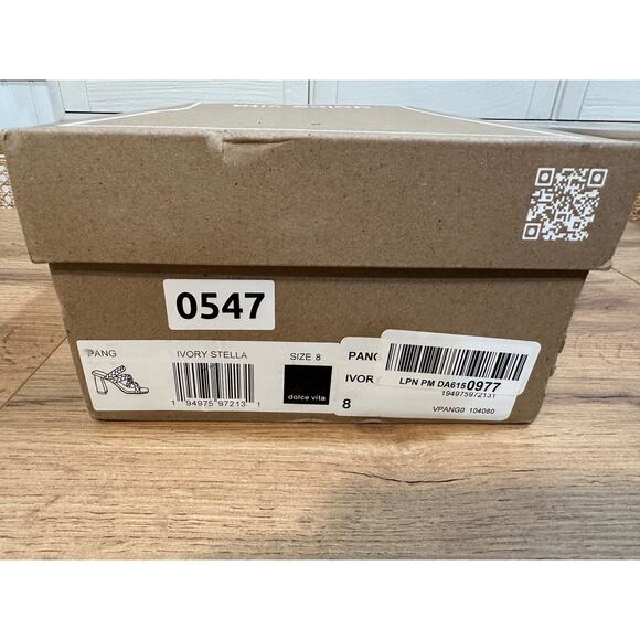 Dolce Vita Pang Heeled Sandals Ivory Stella Size 8 NIB Braided Slip On Strappy - Picture 12 of 13